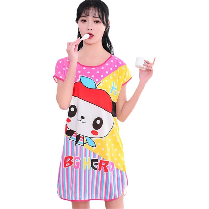 Factory wholesale spot cross-border e-commerce live summer new women's nightgown cartoon cute short sleeve one-piece home clothes