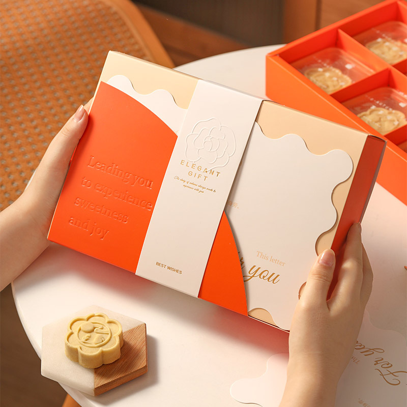 Creative Mooncake Packaging Box 6 Pieces Classy Satchel Mid-autumn Festival Gift 75g Custard Flow Heart Fresh Meat Egg Yolk Cake Gift Box Empty