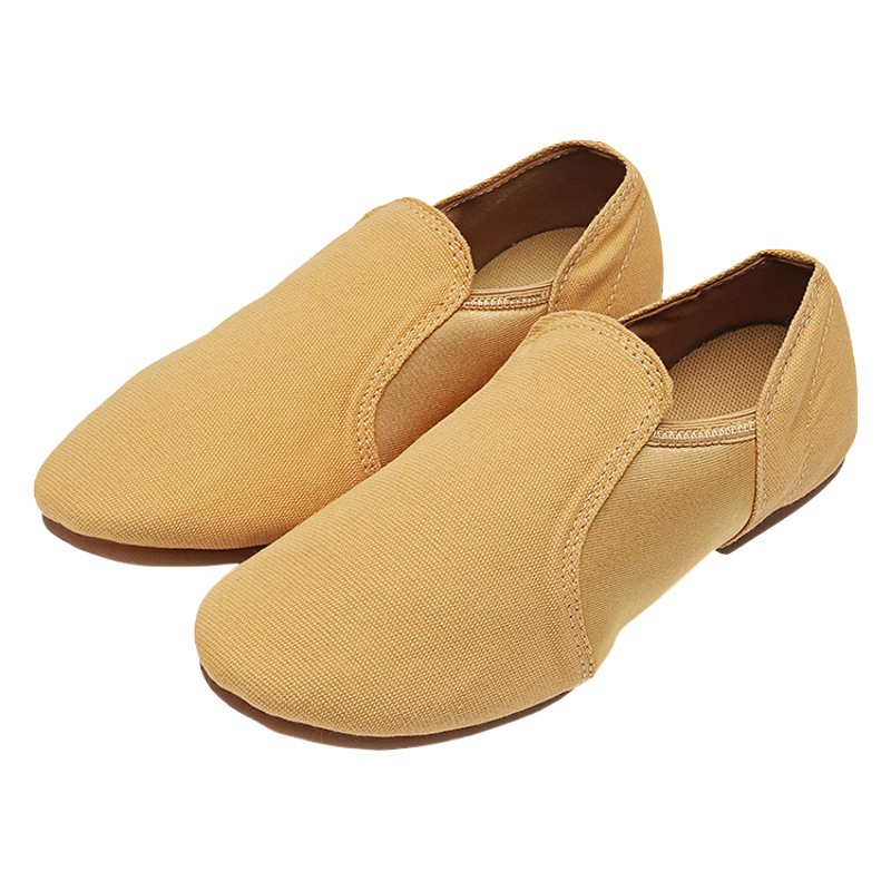 Dance shoes with heel adult women's soft bottom lace-free canvas camel indoor and outdoor classical practice shoes teacher shoes high heel
