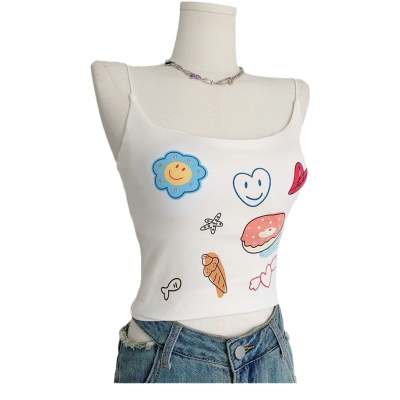 Printed Sling Cartoon Small Vest Women's Chest Pad One-piece Outer Wear Bottoming Sweet and Lovable Style Girl's Beautiful Back Wrap Chest