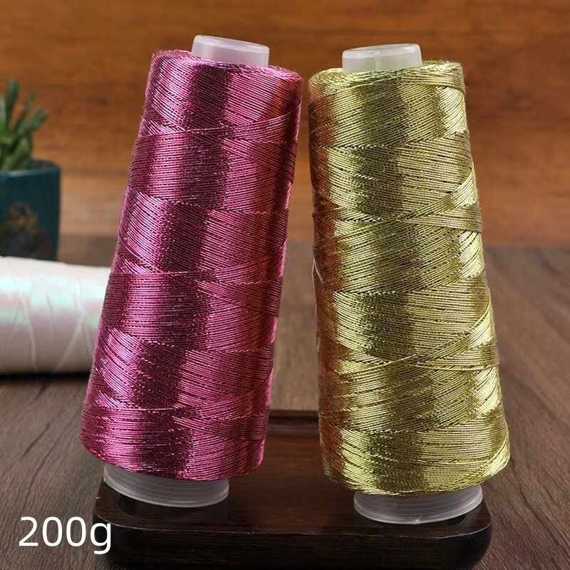 Cross-border wholesale colored core-spun yarn gold and silver thread 200g shaft manual crochet DIY bag shredding silver thread hand-knitted none