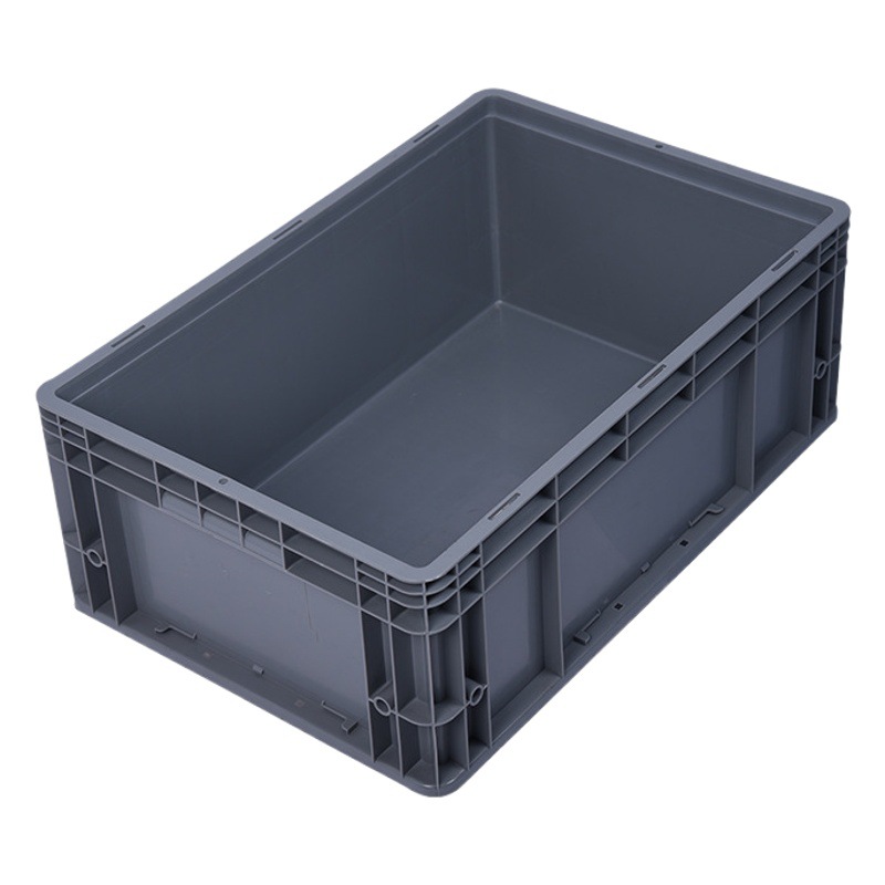 Grey European standard EU logistics box with lid thickened PP material box auto parts factory hardware parts storage and transportation factory wholesale