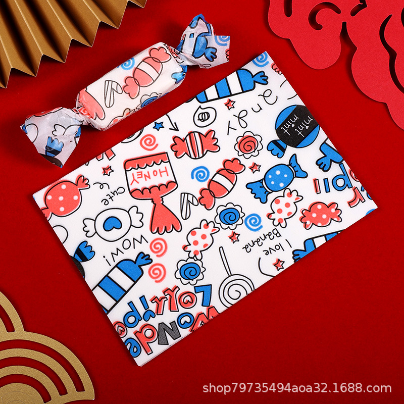 Picture of Nougat Wrapping Paper 100 Baking Handmade Cute Candy Paper Silicone Paper Self-sealing New Year's Sugar Paper Bag