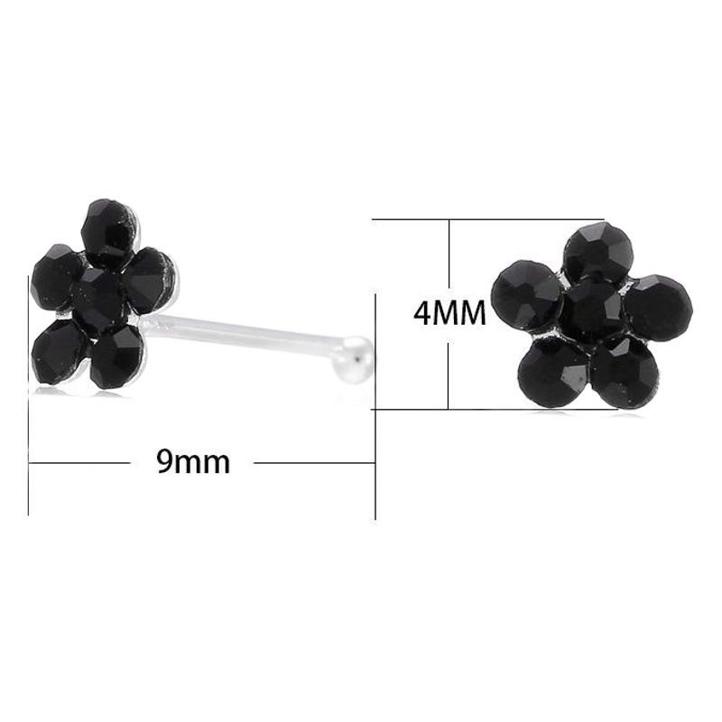 20 Boxed Color Point Drill Flower Shape Nose Nail Body Puncture Jewelry Nose Ring Nose Nail Soft Ball Needle