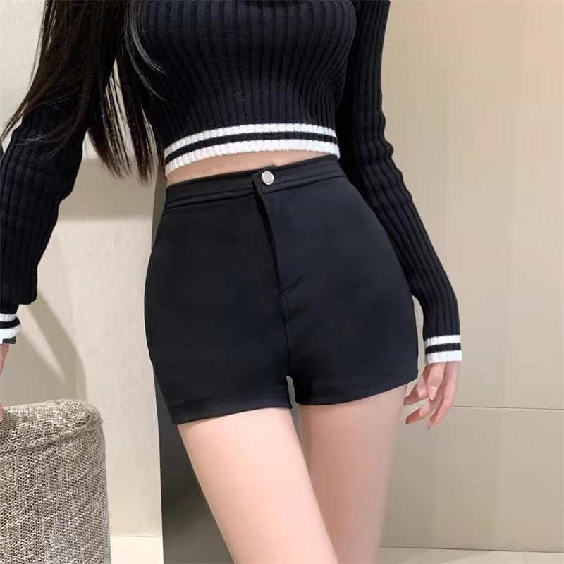 White New Arrival High Waist A- Shown Wide-Leg Pants Women's Shorts Summer Thin Korean Style Black Casual Pants Hot Pants
