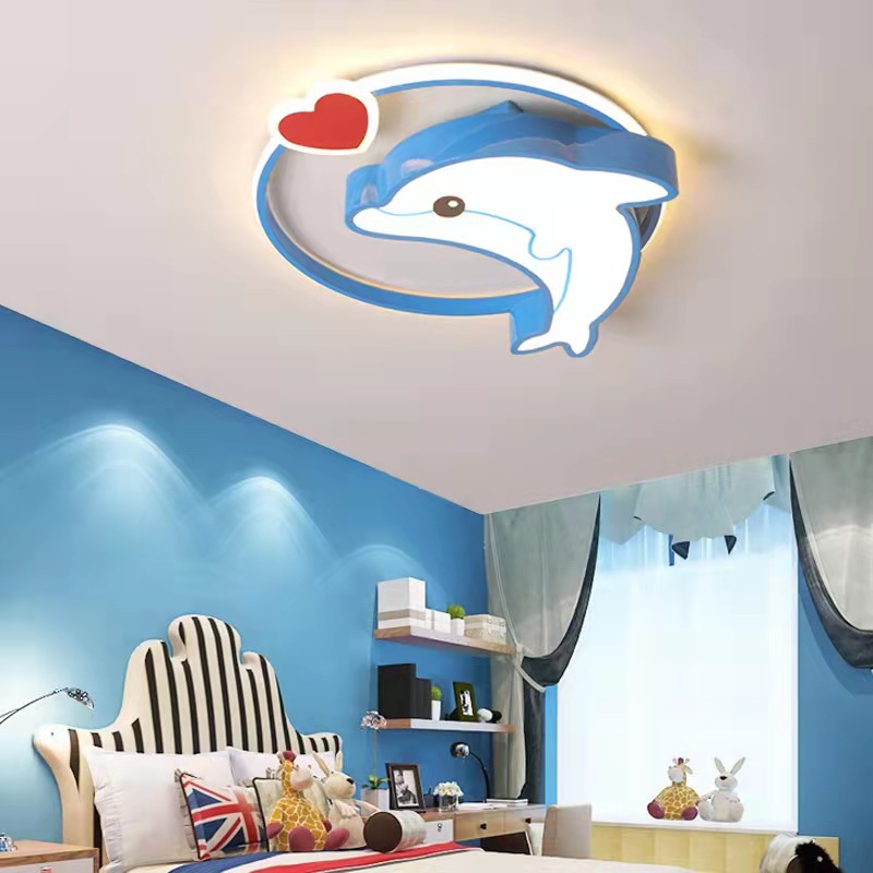 Cute Dolphin lamp children's bedroom lamp led eye protection cartoon bedroom lamp study lamp kindergarten lamp