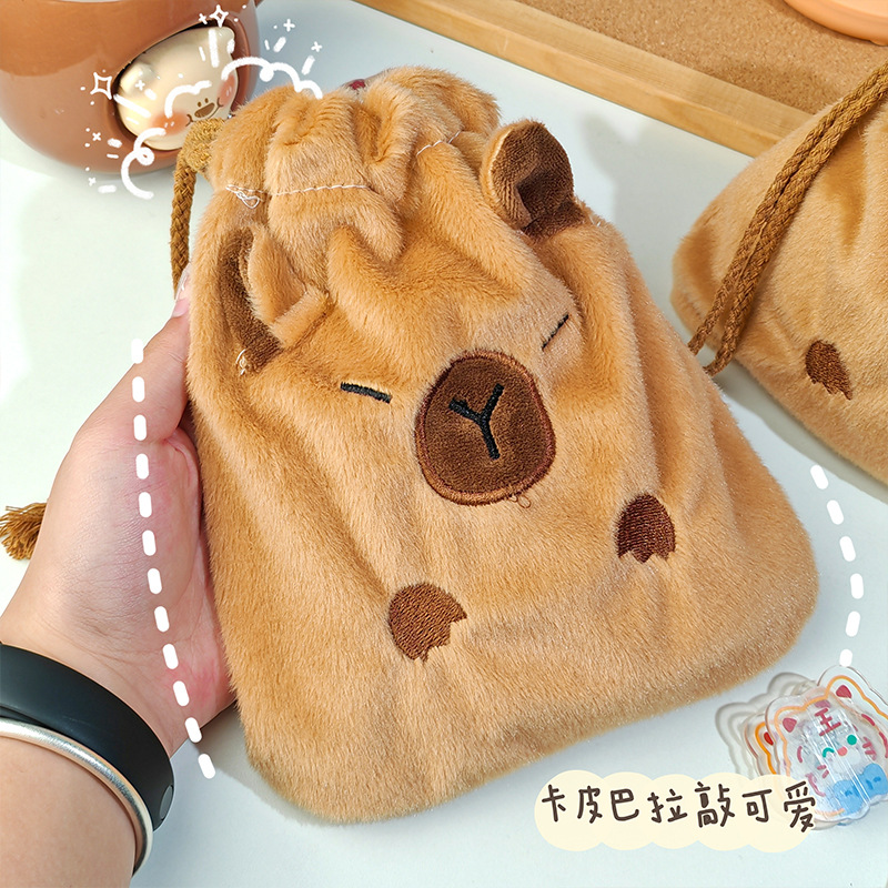New Kapi Bala Storage Bag Cute Plush Drawstring Pocket Travel Cosmetic Bag Sundries Organize Clutch Bag