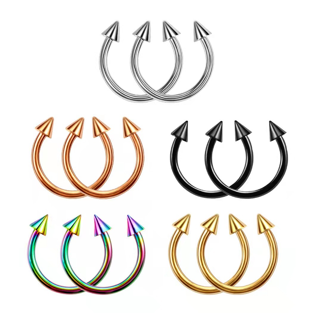 Stainless steel nose ring C- shaped horseshoe ring horseshoe rod nose nail human body piercing tattoo jewelry Europe and America Amazon cross-border
