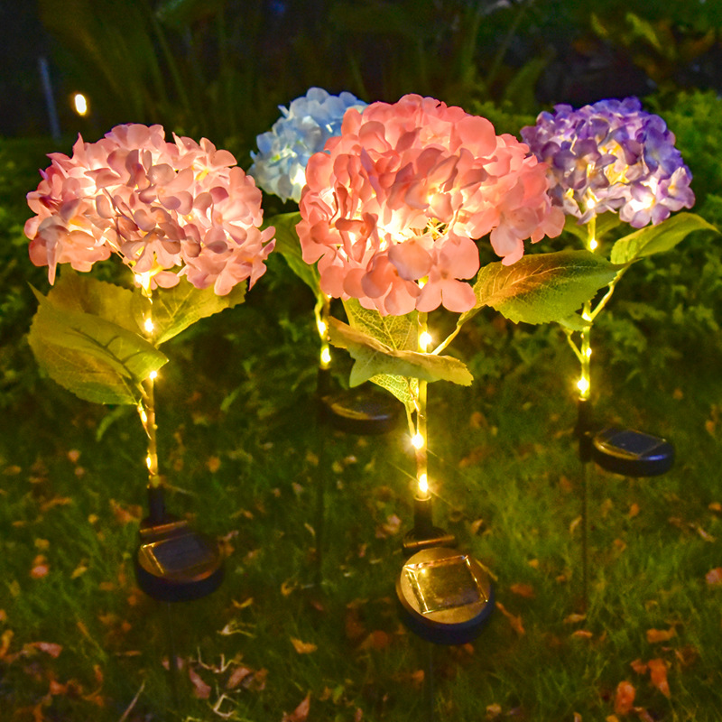 Cross-border LED solar luminous rod hydrangea lamp outdoor courtyard lawn decoration atmosphere lamp dark automatically