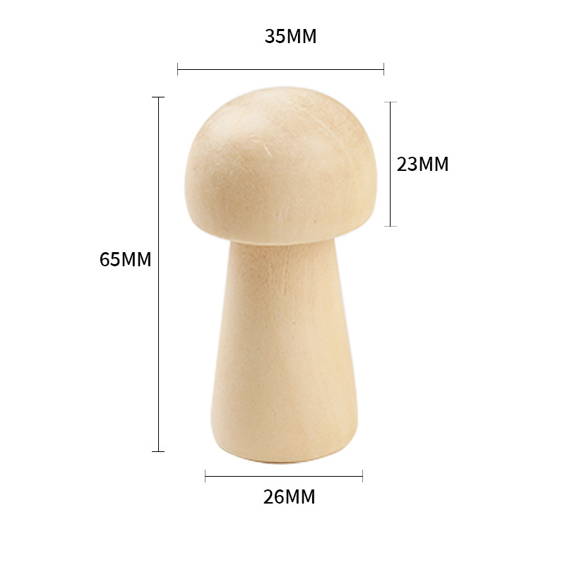 Picture of diy Creative Children's Painted Wooden Mushroom Original Wood Mushroom Mushroom Man Home Decoration Crafts Ornaments