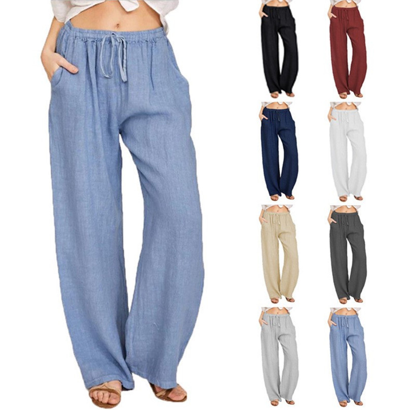 2023 Cross-border Europe and America Amazon ebay AliExpress wish Foreign Trade Leisure Cotton Linen Loose Yoga Pants Women