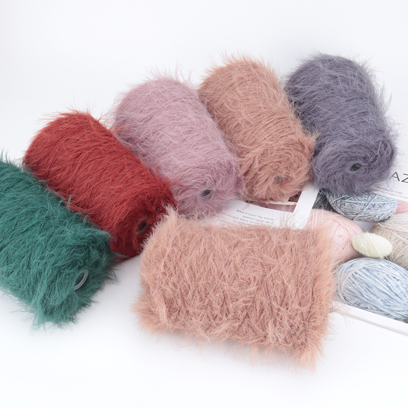 No hair long hair imitation fur soft no hand diy knitted sweater scarf hat