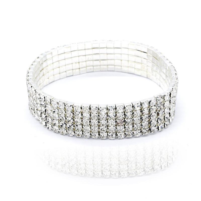 Picture of European and American simple full diamond bracelet super shiny elastic elastic 1 to 5 rows anklet bracelet birthday wedding party accessories