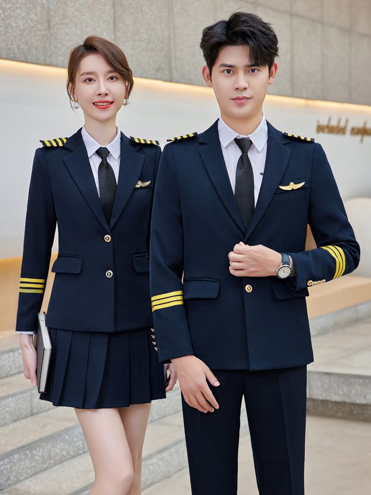 Picture of High-speed rail stewardess stewardess captain uniform men's and women's drum band costumes hotel KTV security overalls suit