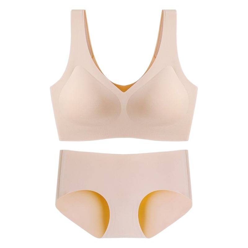 Vest-Style Lingerie for Women with Large Busts, Minimizing V-Neck, Beautiful Back, Wide Shoulder Strap Bra Set, Breathable and Comfortable