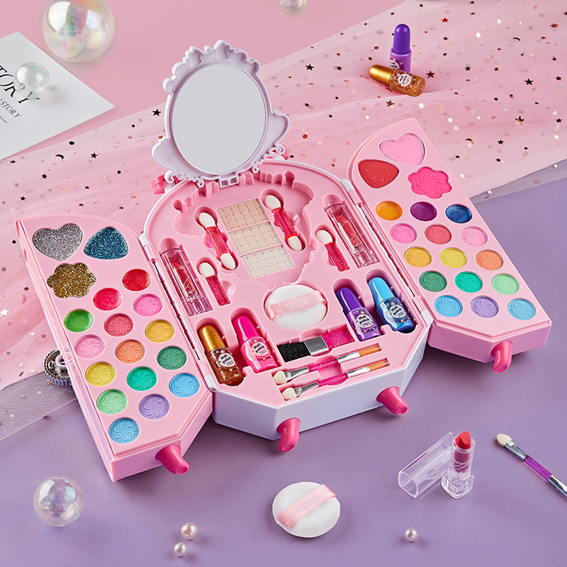 Children's Makeup Girl's Cosmetics Play Home Handheld Princess Gift Jewelry Dressing Toys suit Children's Day Gift
