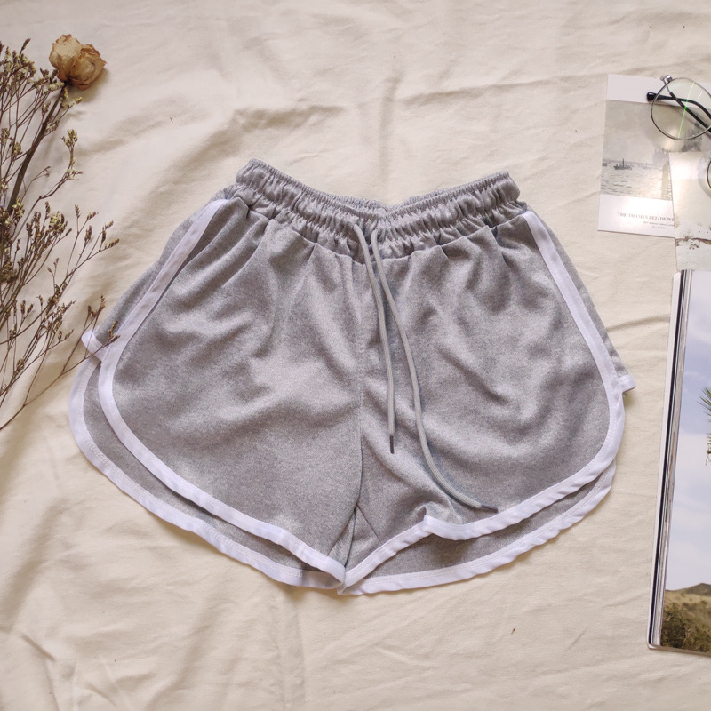 Picture of Korean Summer New High Waist Slimming Elastic Waist Lace-up Contrast Edge Solid Color Fresh Casual Shorts Hot Pants Women's Trendy