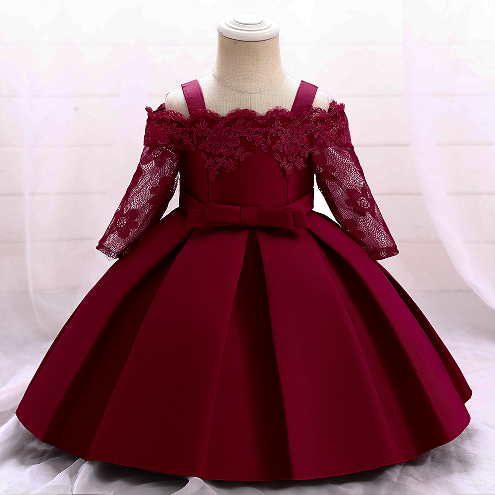 Cross-border Amazon baby dress satin cloth one-year-old baby dress dress birthday cute princess