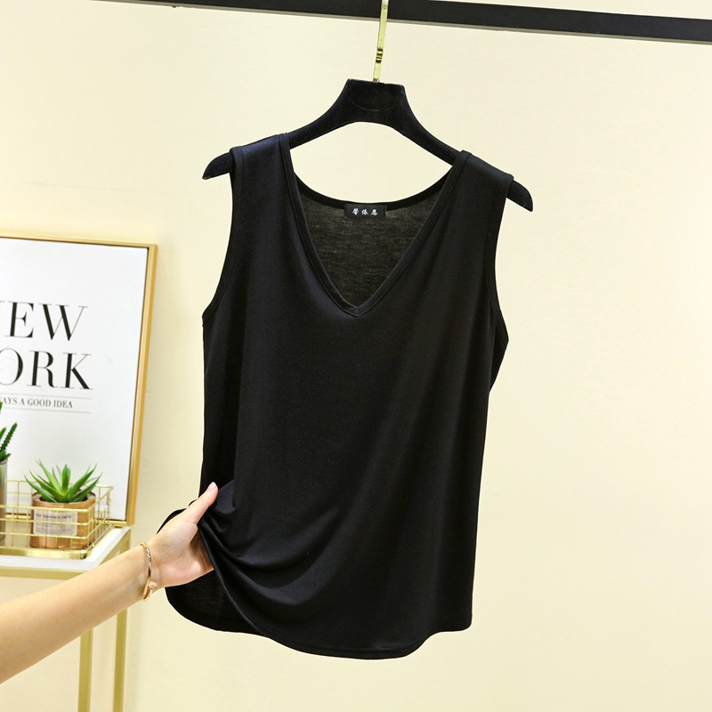 Picture of Summer New Modal Vest Women's Loose Large Size V Neck Sleeveless Bottoming Shirt Slim Slim Casual Top