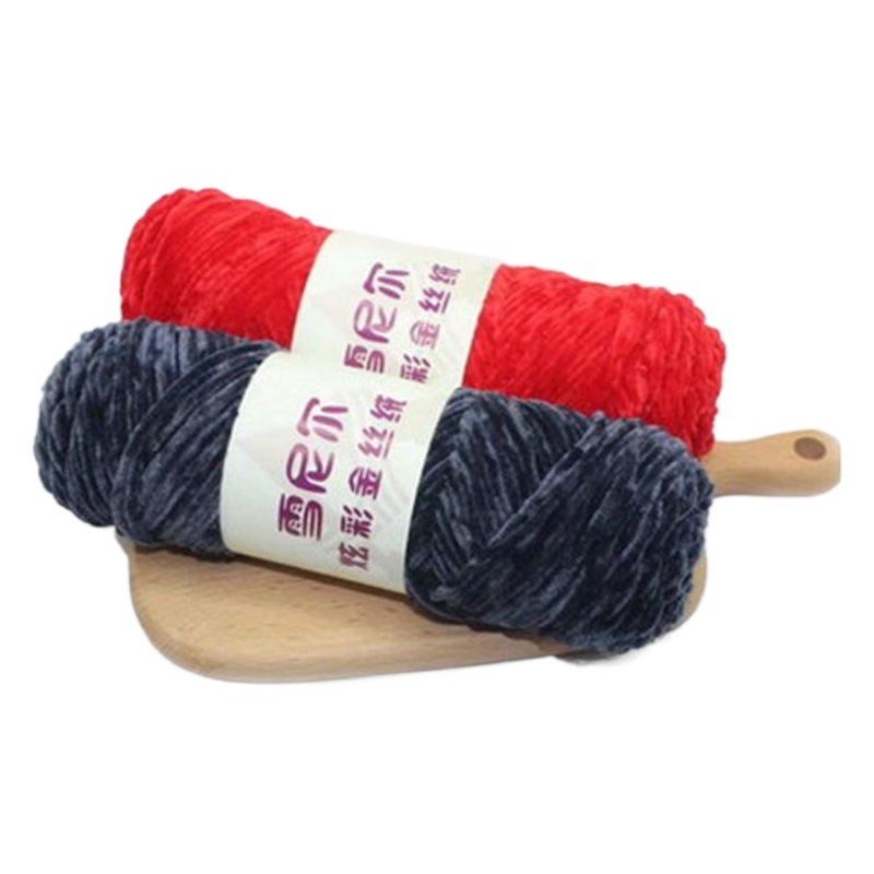 Wholesale colorful gold velvet wool scarf hat hook blanket woven coarse wool chenille ice wool