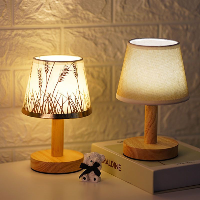 Creative fabric small table lamp, bedside lamp, charging remote control night light, baby feeding, eye protection, bedroom sleep light atmosphere