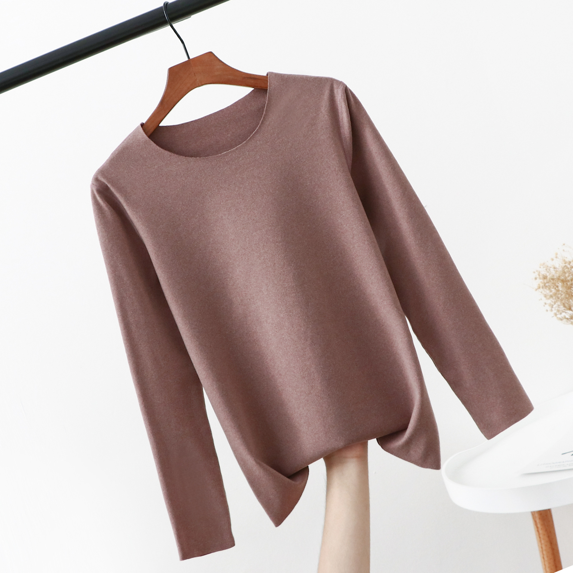 Picture of Add fat to increase the size of fat MM200 kg seamless velvet crew neck bottoming shirt long sleeve thermal underwear jacket women's autumn clothing