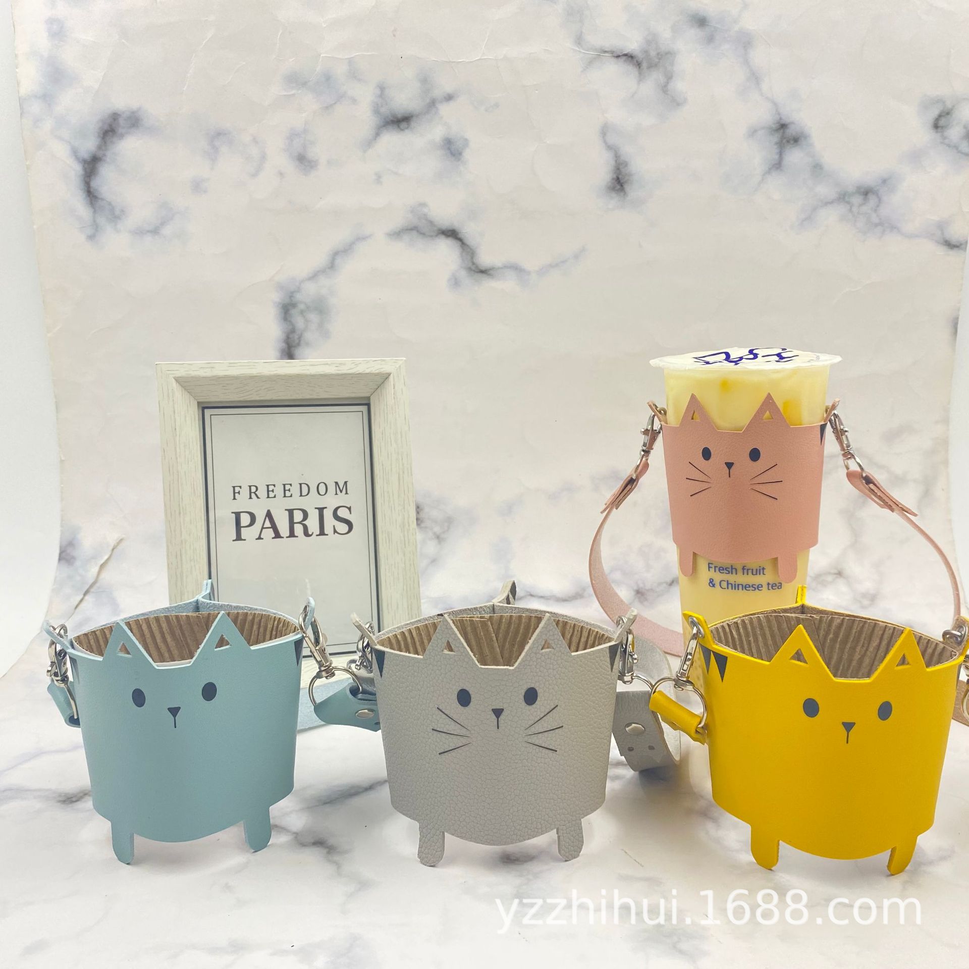 Spot Cute Cat Milk Tea Cup Cover Hand Drink Coffee Protective Cover Portable Heat Insulated Water Cup Leather Cover