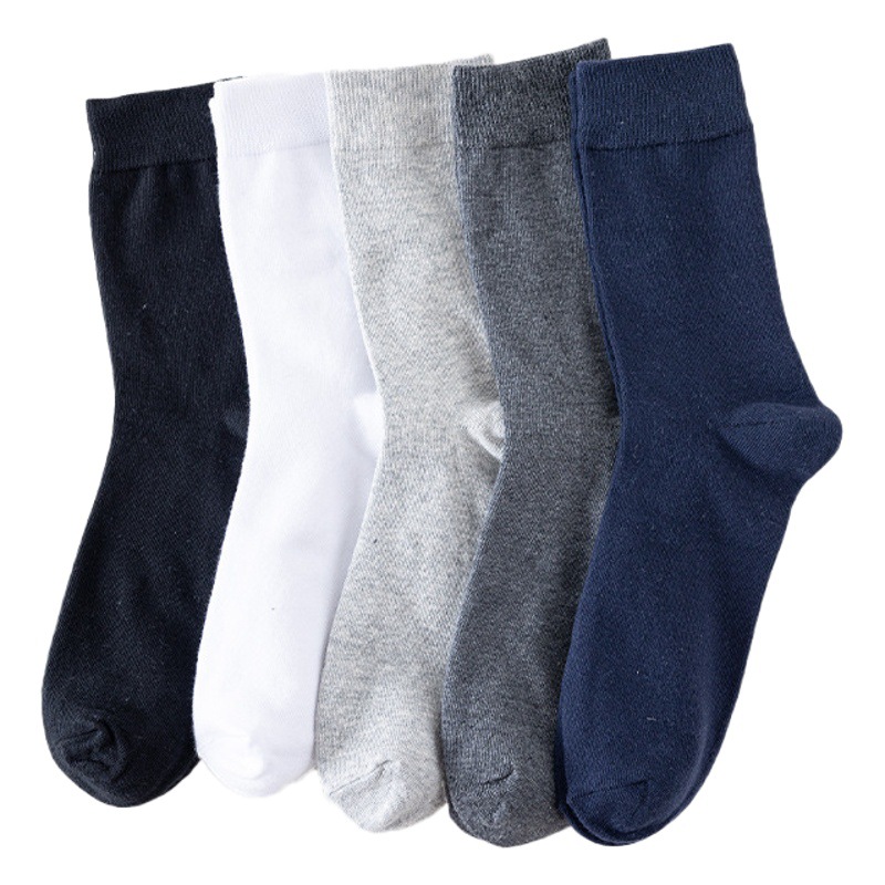 Socks Men's Large Size 43-50 Mid-Tube Socks Autumn and Winter Sweat-Absorbent Breathable Black Cotton Socks Men's Long Socks Business