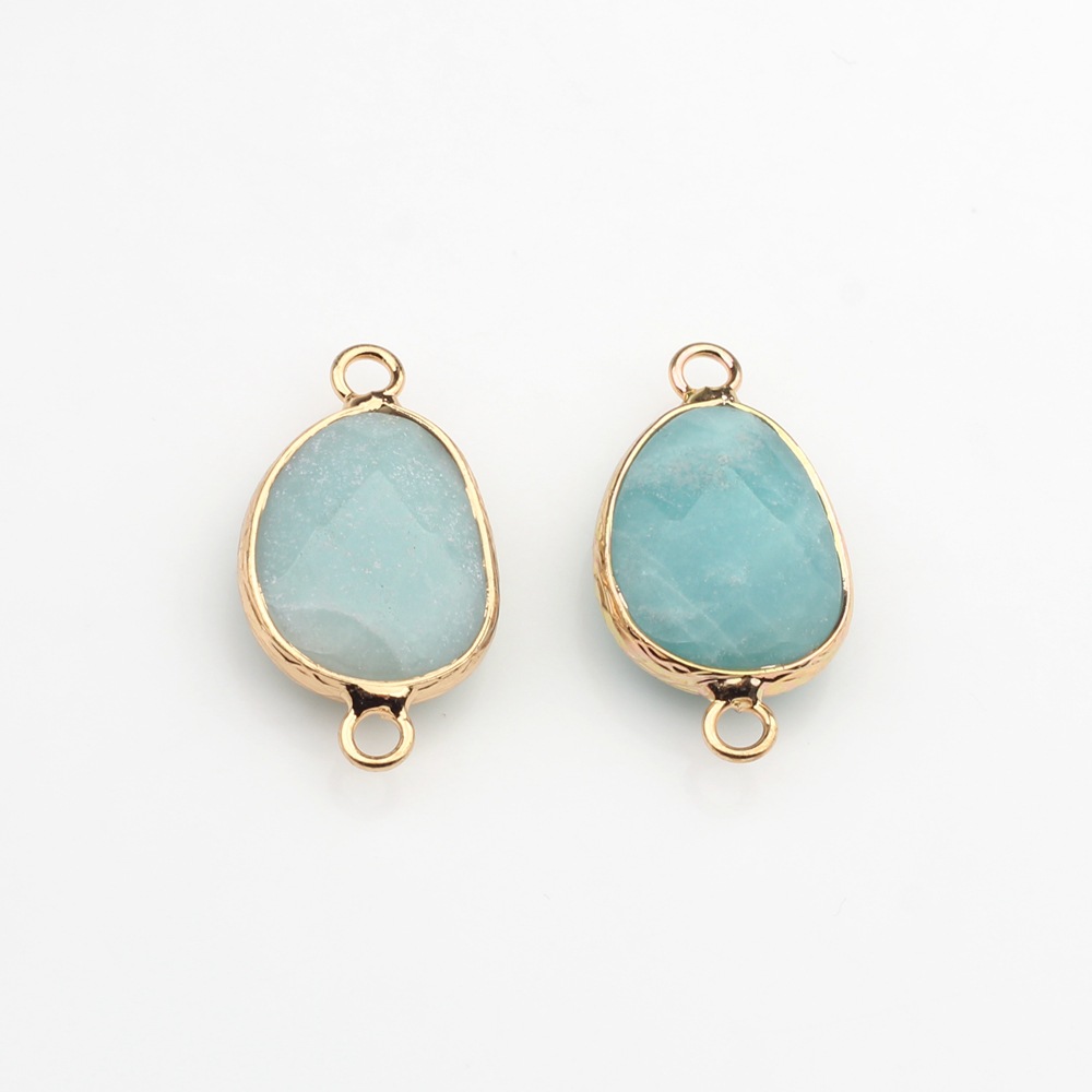 Picture of Cross-border hot selling new natural stone pendant copper wrapping cut-shaped double hanging pendant wholesale