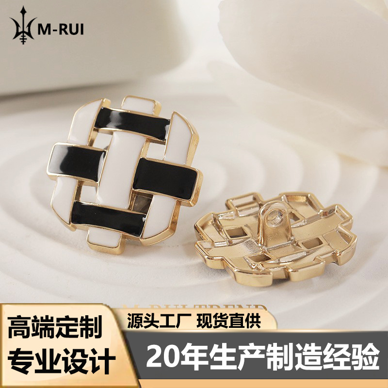 Chanel Style Zinc Alloy Button Retro Mesh Hollow Gold Oil Point Coat Sweater Coat Round Button Button