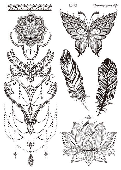 Picture of Cross-border Black Tattoo Sticker Retro Hand Pattern Tattoo Sticker Mandala Flower Collarbone Temporary Tattoo Sticker