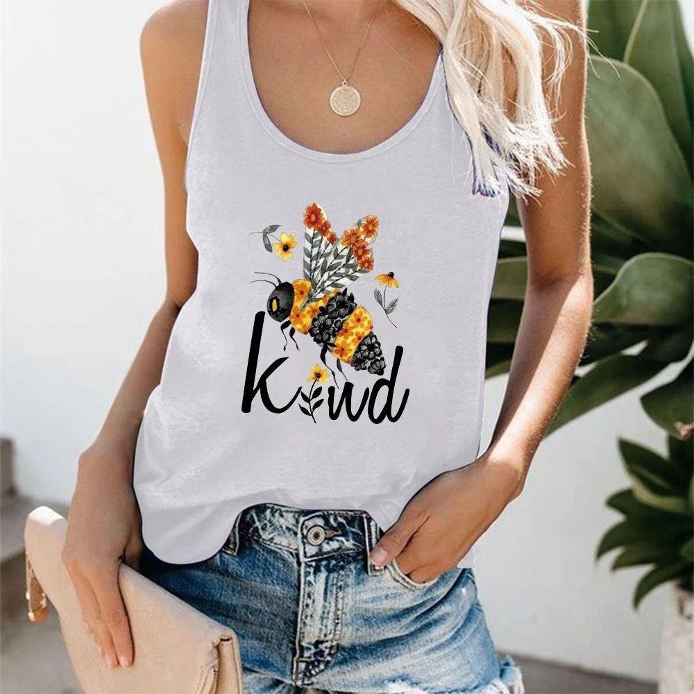 2021Wish Amazon Cross Border Women's shirt Bee Kind Flowers Bee Camisole