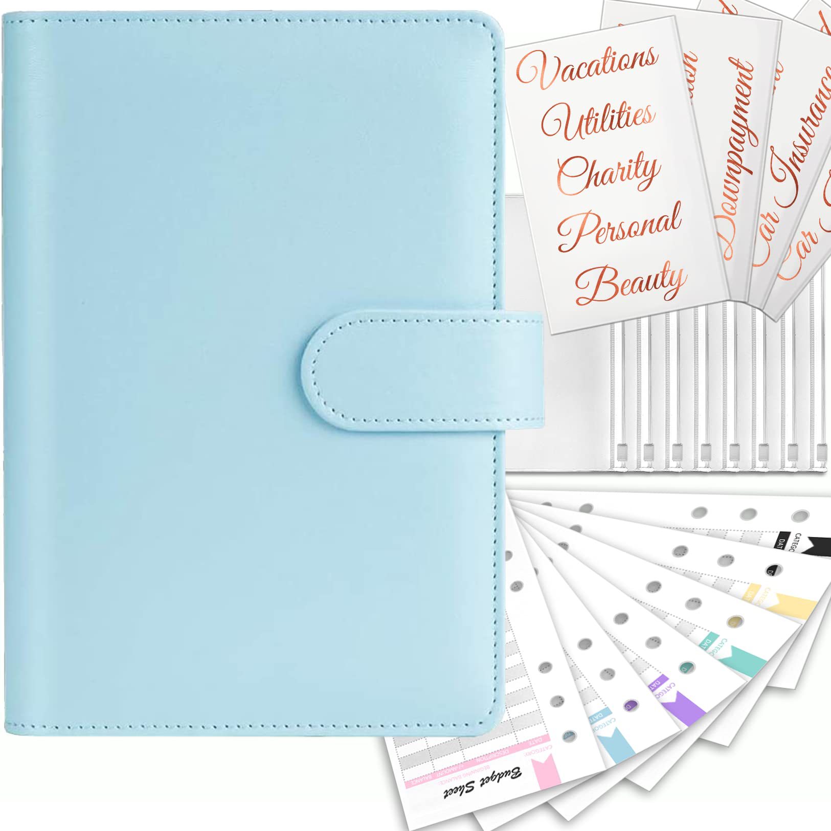 Picture of Cross-border spot explosions macaroon binder laser love hand book PU cash plan budget book.
