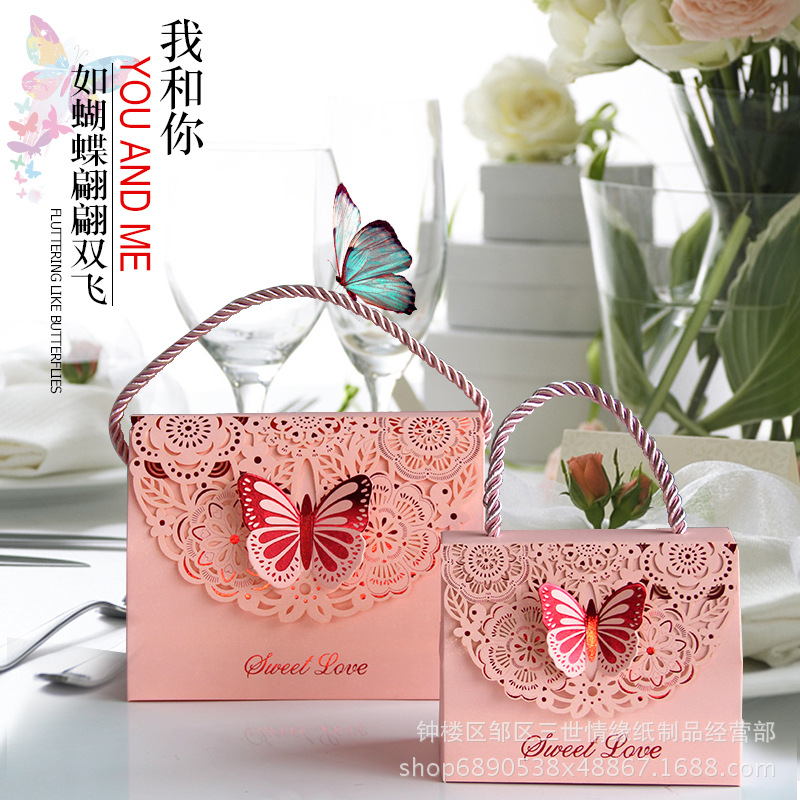 Wedding candy box wedding paper box hand candy box butterfly hollow gift box candy box cross-border hot selling packaging box