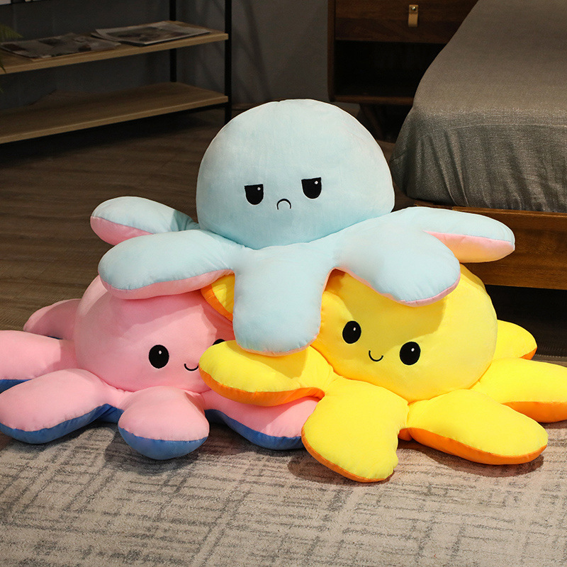Picture of Soft Cute Giant Flip Big Octopus Doll Funny Double-Sided Expression Octopus Plush Toy Girl Gift