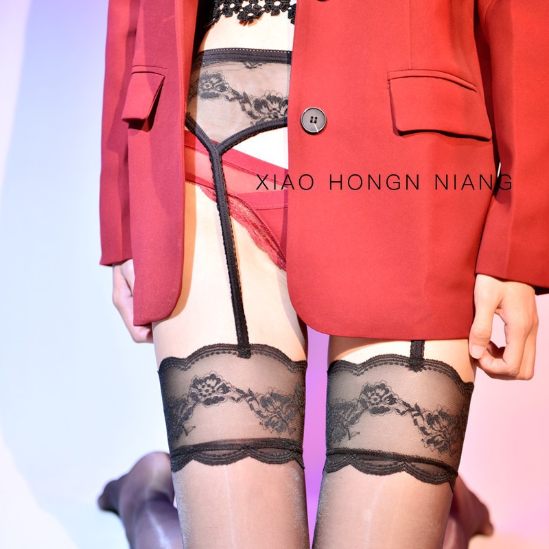 Sexy Lace Oil Lace Sling Stockings Silk Stockings Temptation Open Crotch Free Pure Black Silk Sexy Underwear Women's Pantyhose