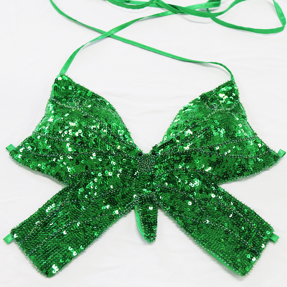 Picture of European and American Sling Sequins Dance Clothes Belly Dance Sequins Butterfly Bra Performance Clothes Festival Performance Clothes Strap Top