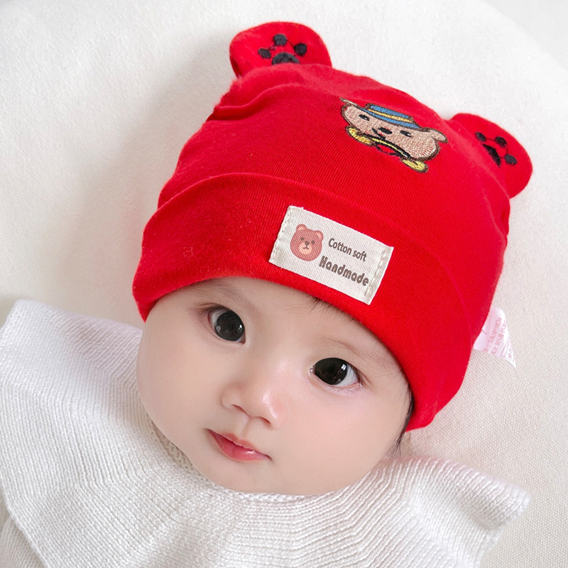 Picture of Katu Bear Infant Hat Spring & Fall 3-6-12 Months Male and Female Baby Pullover Hat Cotton 100-Day Sleeping Hat