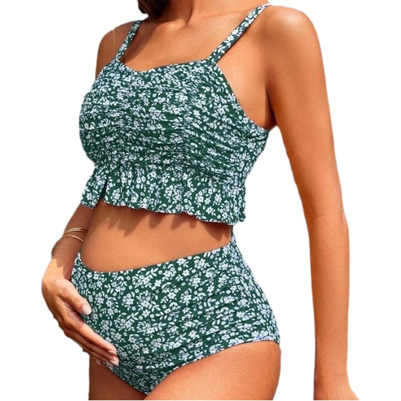 2024 European and American new print split pregnant women bikini swimsuit female Amazon cross-border bikini