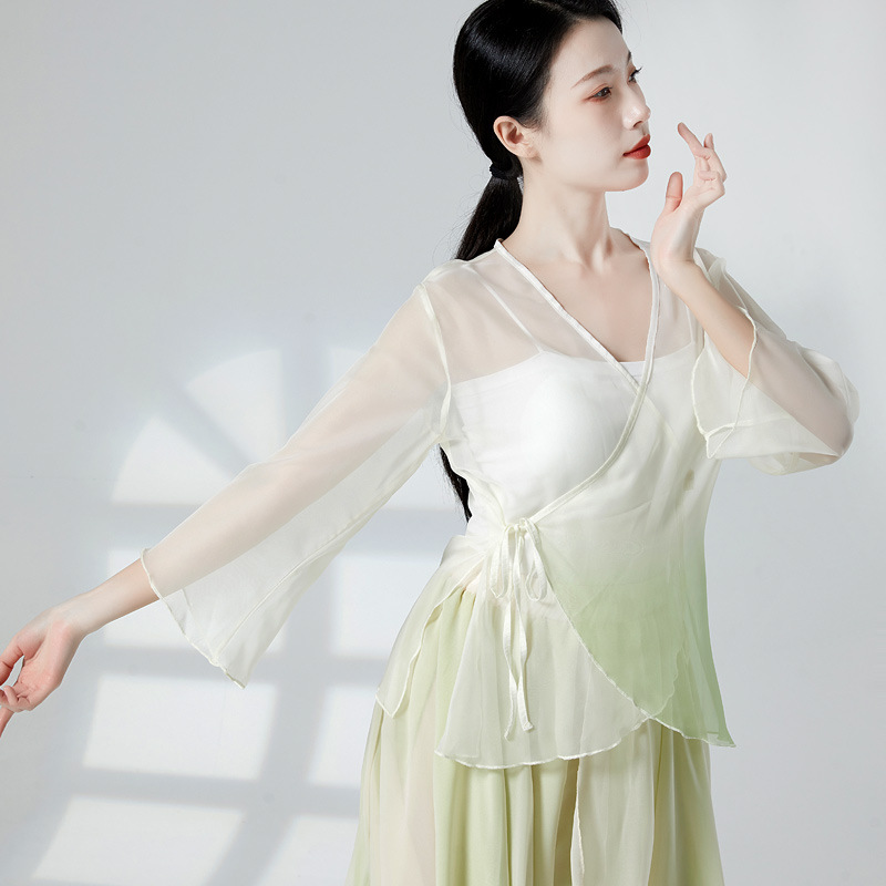 Picture of Body Body Rhyme Gradual Yarn Clothing Chinese Dance Elegant Top Women's Performance Clothing Practice Clothing Cardigan Classical Dance Clothing