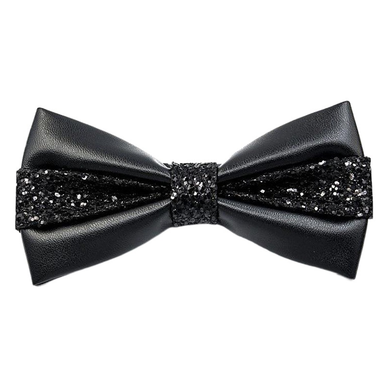 Korean fashion banquet wedding Men's bow tie PU leather men's bow tie trendy monochrome bow tie wholesale