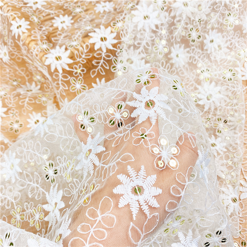 Water-Soluble Lace Mesh Lace Embroidered Fabric 125cm Mesh Embroidered Fabric Embroidered Fabric Water-Soluble Lace Fabric