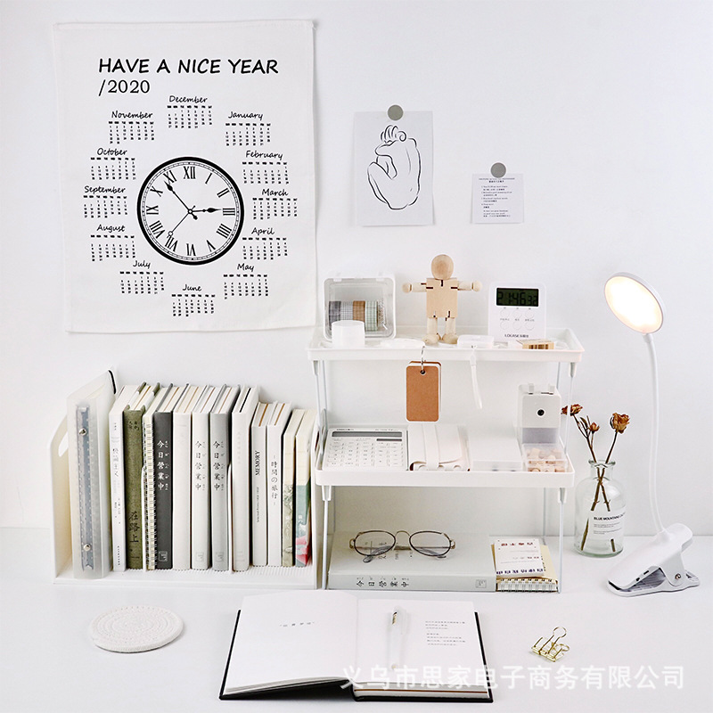 Picture of ins-style Desktop Iron Elevated Rack Foldable Dormitory College Dormitory Storage Non-printed Style Book Desktop Storage Rack