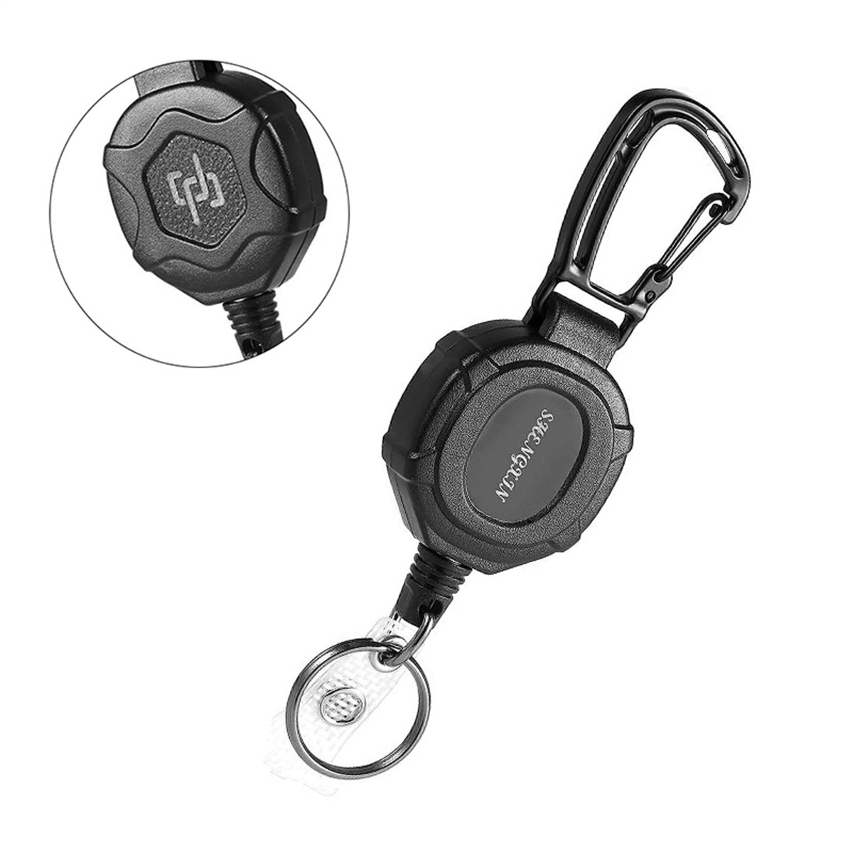 Picture of Amazon retractable easy pull buckle heavy duty coated steel wire rope outdoor fish fishing key chain anti-lost easy pull in stock