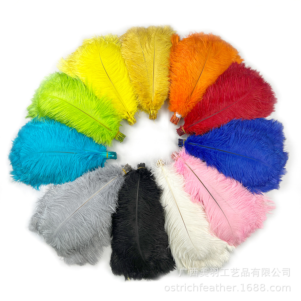 Picture of 35-40cm Ostrich Feather Wholesale Manufacturer Spot Wedding Decoration Feather DIY Crafts Stage Clothing Ostrich Feather