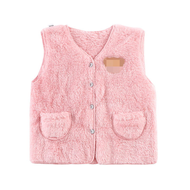 Picture of Children's vest spring and autumn double-sided coral fleece men and women baby fleece-lined vest Korean style waistcoat flannel baby vest