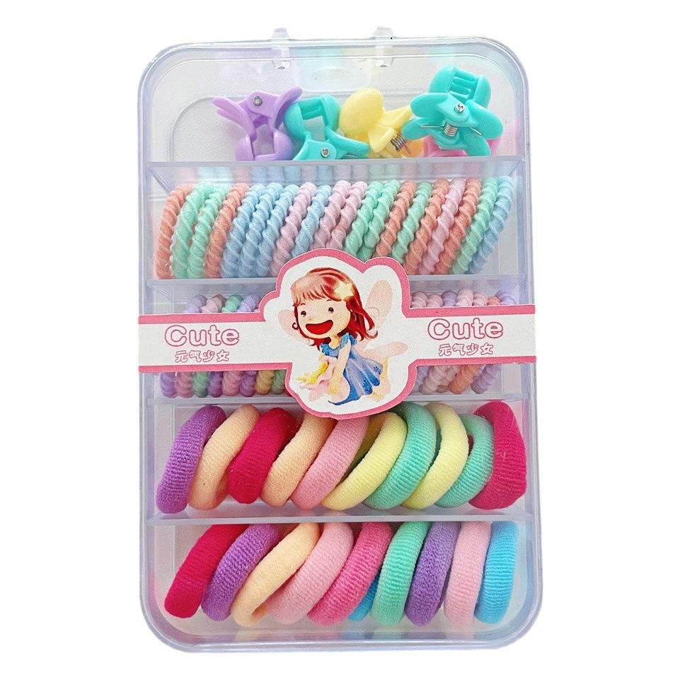 Children's rubber band hair band tie hair high elastic not hurt hair small leather cover cute princess color hair rope hair rope hair accessories