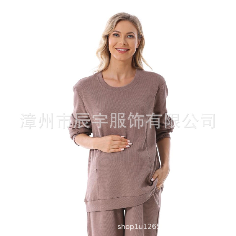 Picture of Pregnant Women's suit Fashion 2025 European and American Two-piece New Loose Out Spring and Autumn Pregnant Women's Breastfeeding Dress Home Simple