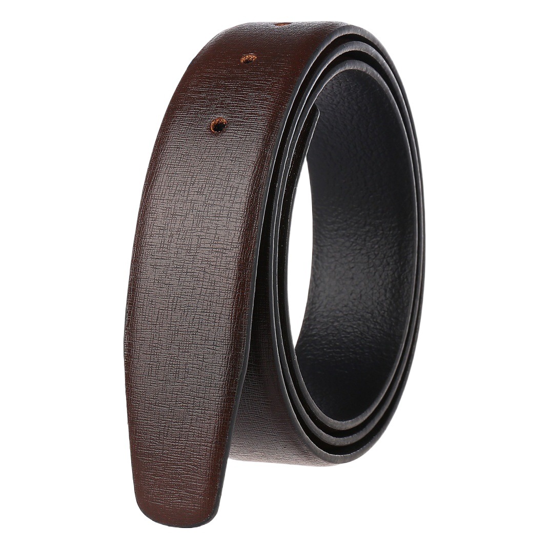 Cross-Border E-Commerce Men's Round Hole Automatic Belt Pants Belt Leather Strip Cross Pattern Silicone Cowhide Wholesale Light Luxury Style