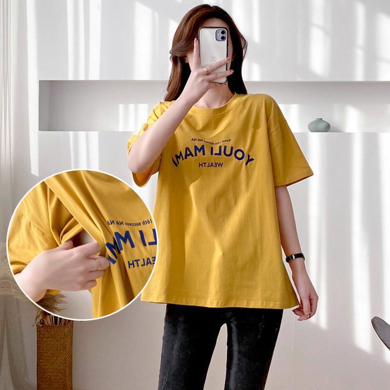 Picture of Maternity Wear T-Shirt Nursing Clothes Outing Summer Tops Loose Large Size Summer Nursing Clothes Nursing Clothes Bottoming Shirt T-Shirt